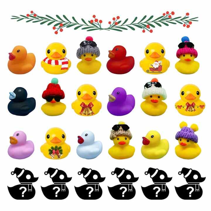 Christmas Rubber Ducks Advent Calendar 2023(1 Set 24 Ducks)