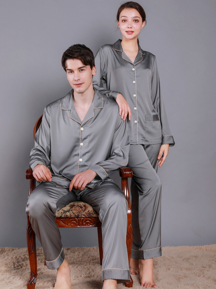 Regular Sleeve Others Simple Regular Fit Plain Matching Couple Pajama Set