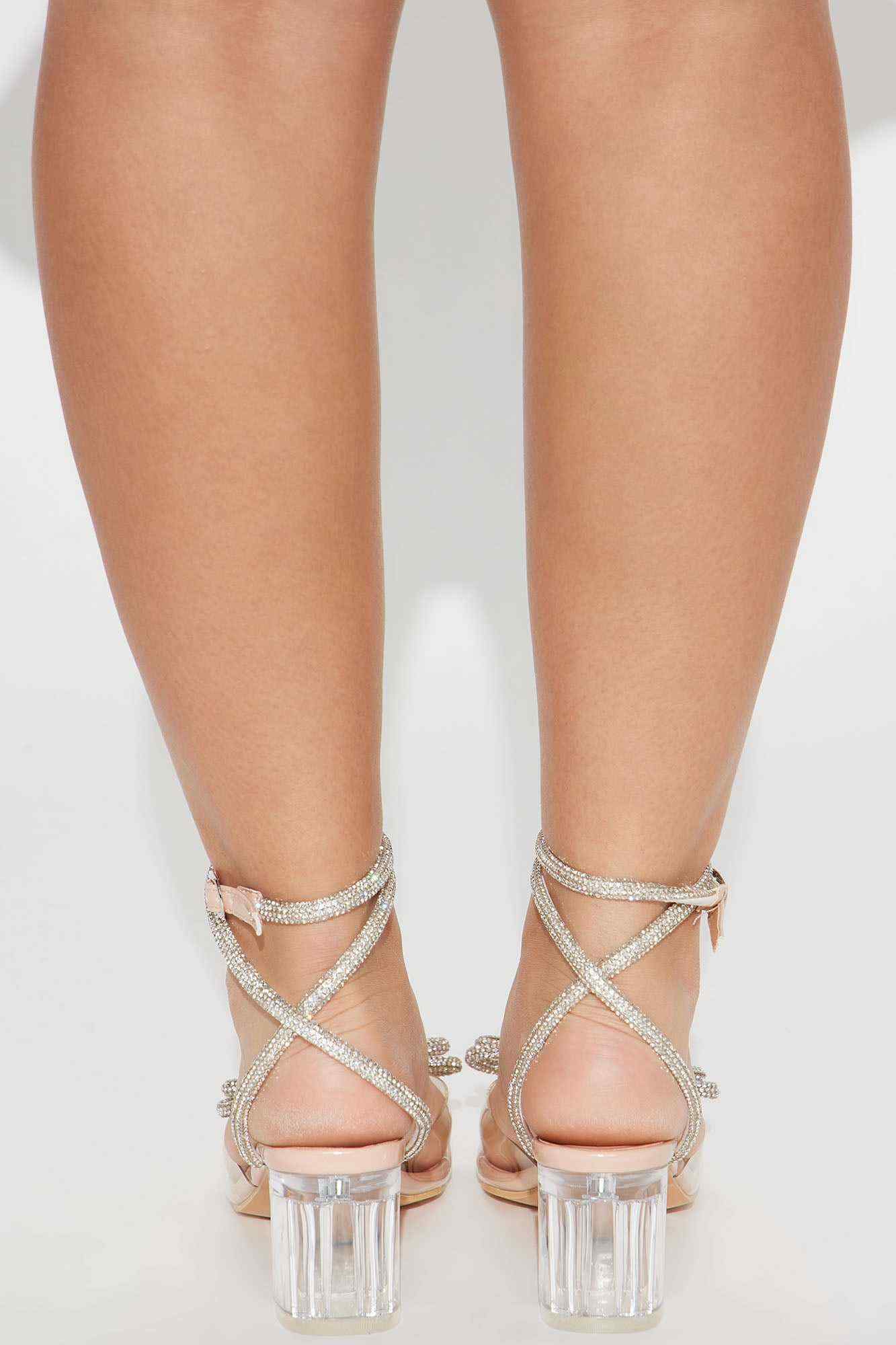 Take Notice Rhinestone Heels   Nude