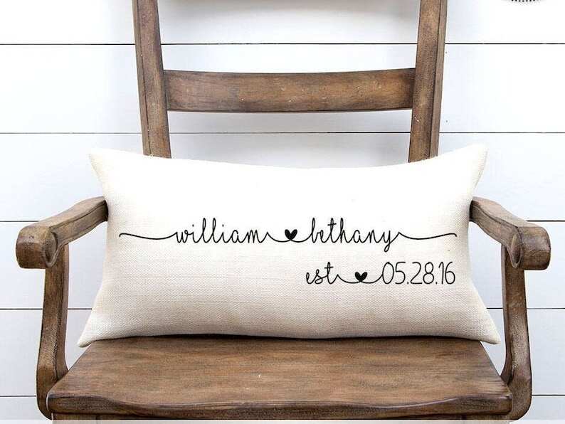 Wedding Gift, Wedding Gifts, Personalized Pillow, Newlywed Gift, Engagement Gift, Rustic Wedding Gift, Linen Pillow, Gift for bride