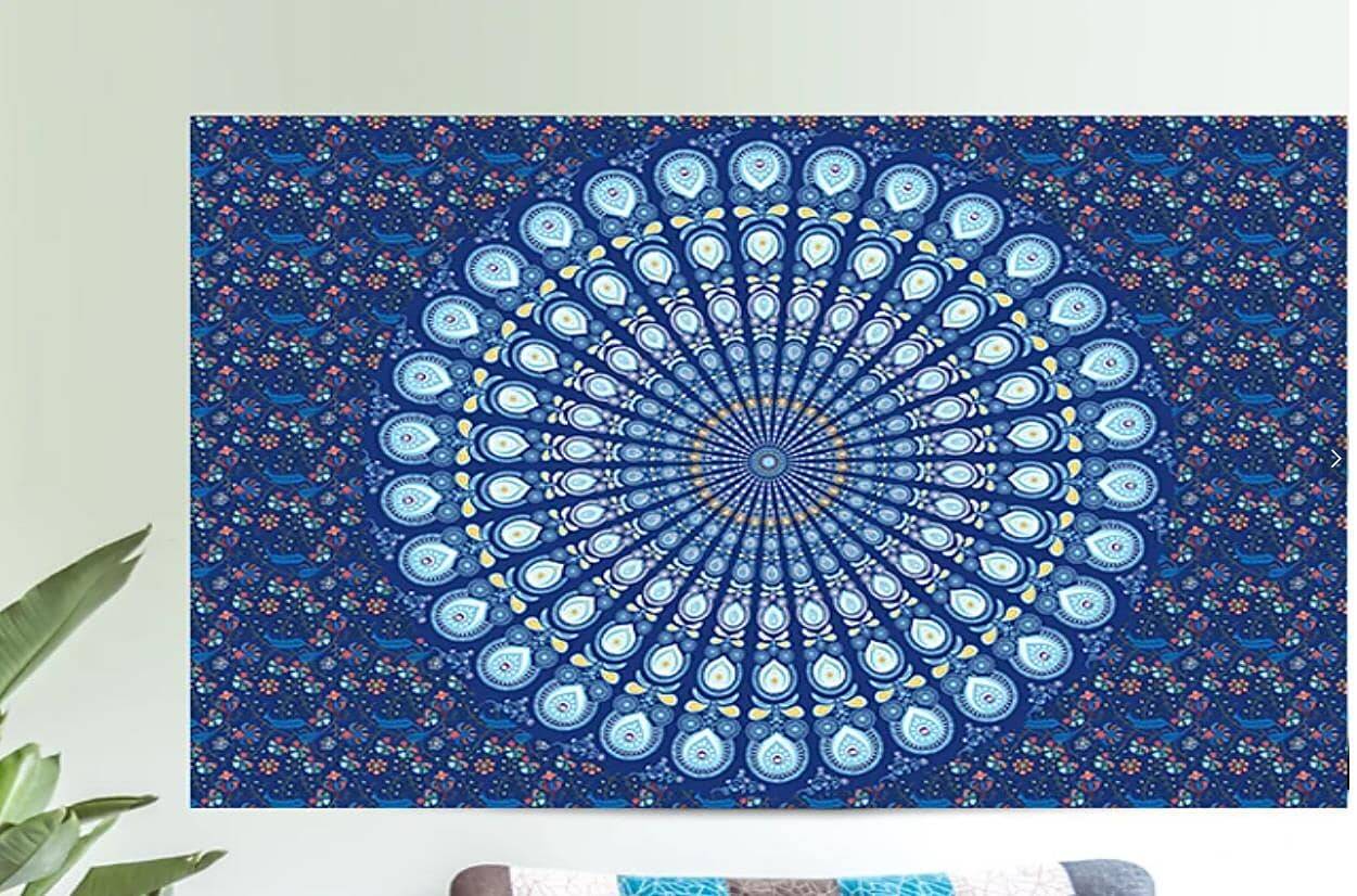 Mandala Bohemian Wall Tapestry Boho Hippie Psychedelic Floral Flower Lotus Indian