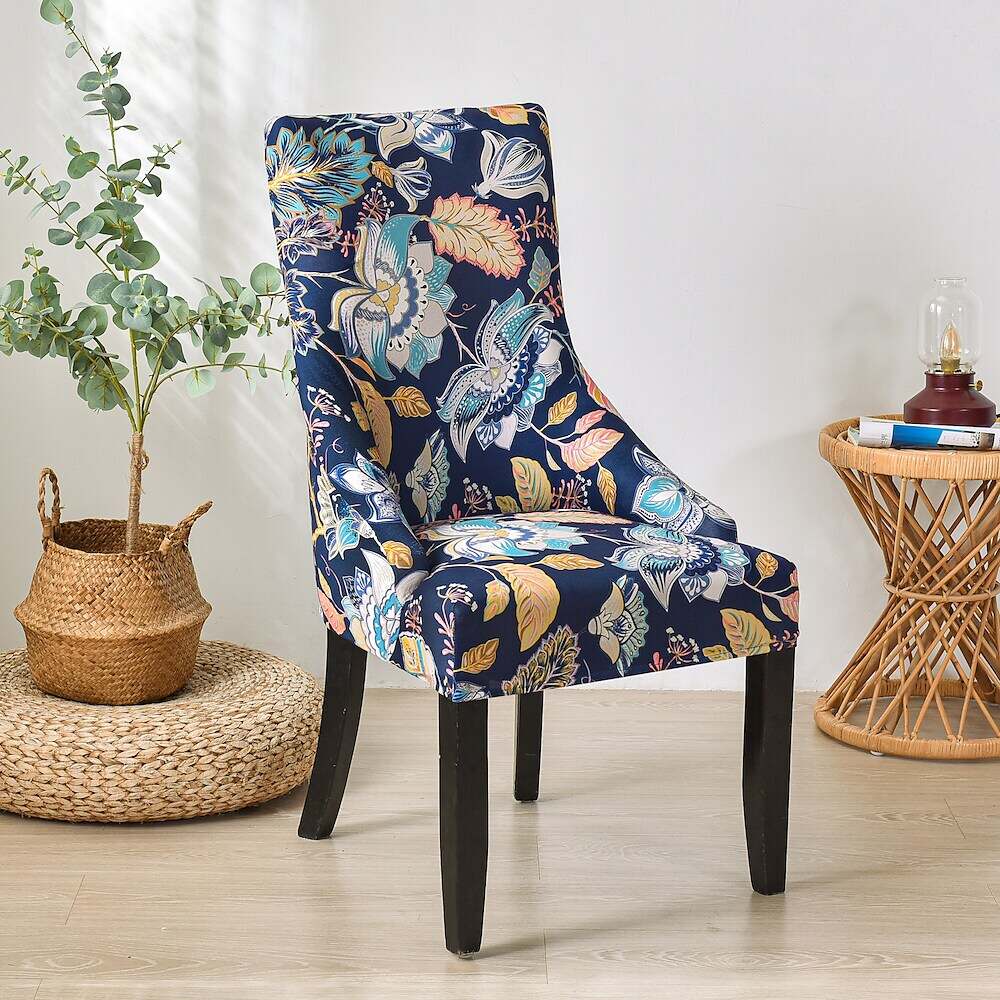 Stretch Wingback Chair Cover Boho/Flower Pattern