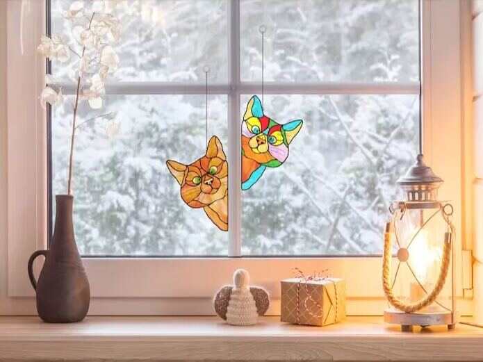 BIG SALE - 40% OFFHot Sale-Handmade Stain Cat Suncatcher For Window