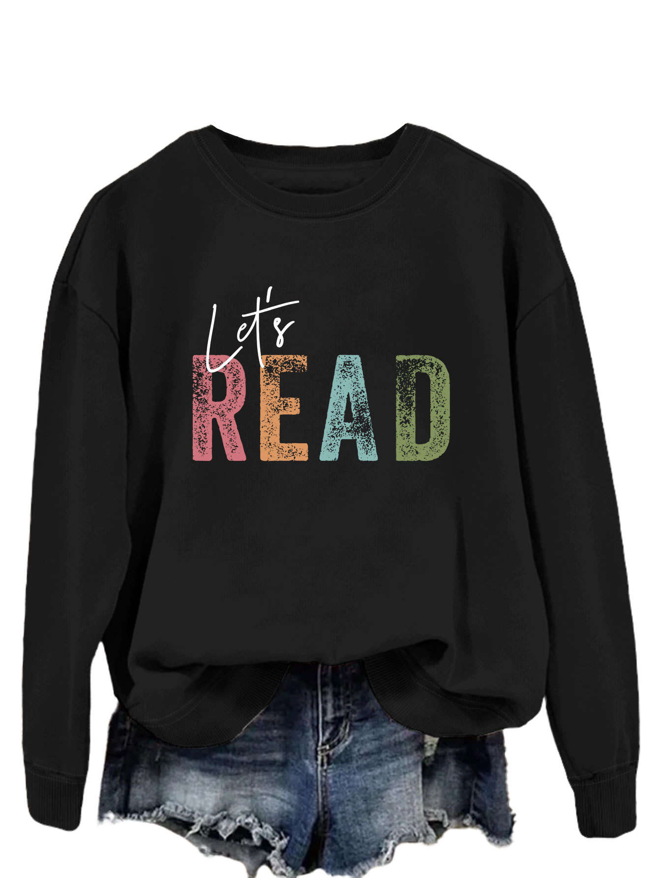 Letter Fashion Women's Sweater Printed Round Neck Long Sleeve- Buy 3 and get free shipping