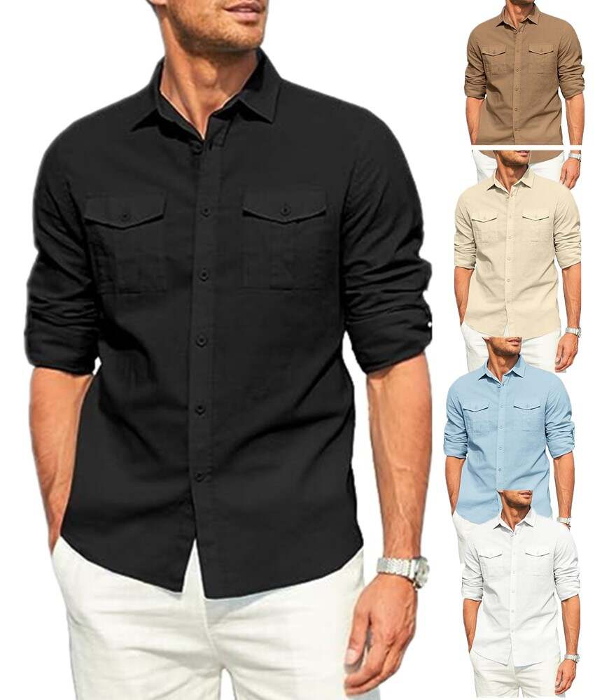 New men's casual commuter shirt, warm, comfortable and easy to clean - Buy 3 and get free shipping