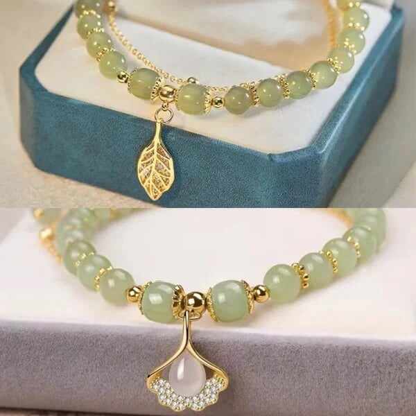 Last Day BUY 1 GET 1 FREE --Lucky Wada Jade gold leaf bracelet