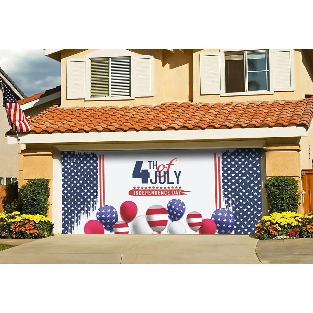 Patriotic Independence Day Flag Garage Door Banner Mural