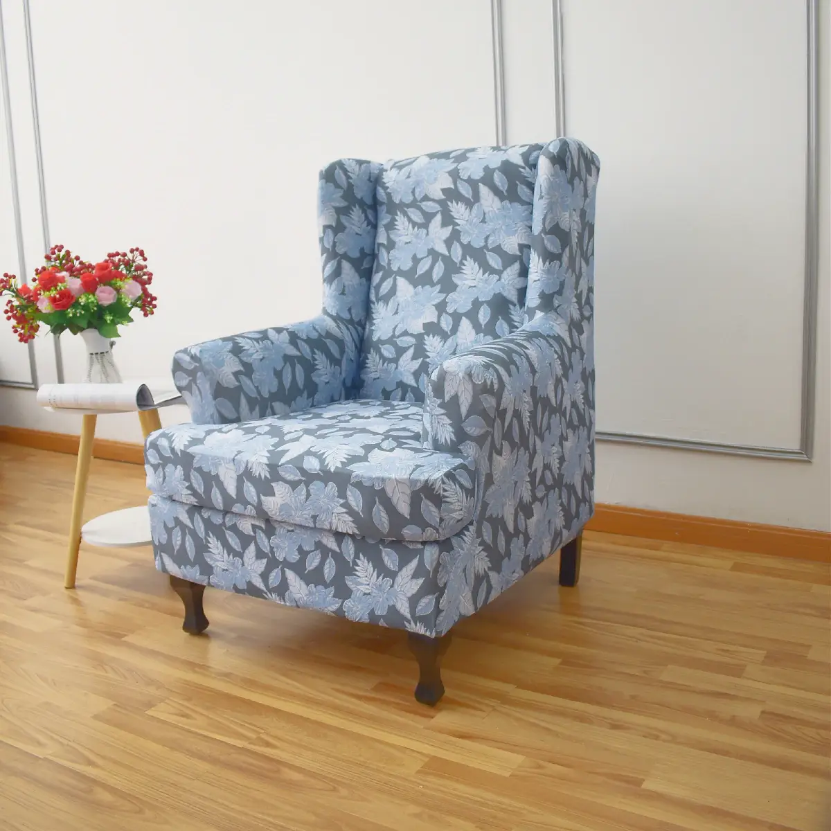 Stretch Wingback Chair Cover Boho/Flower Pattern