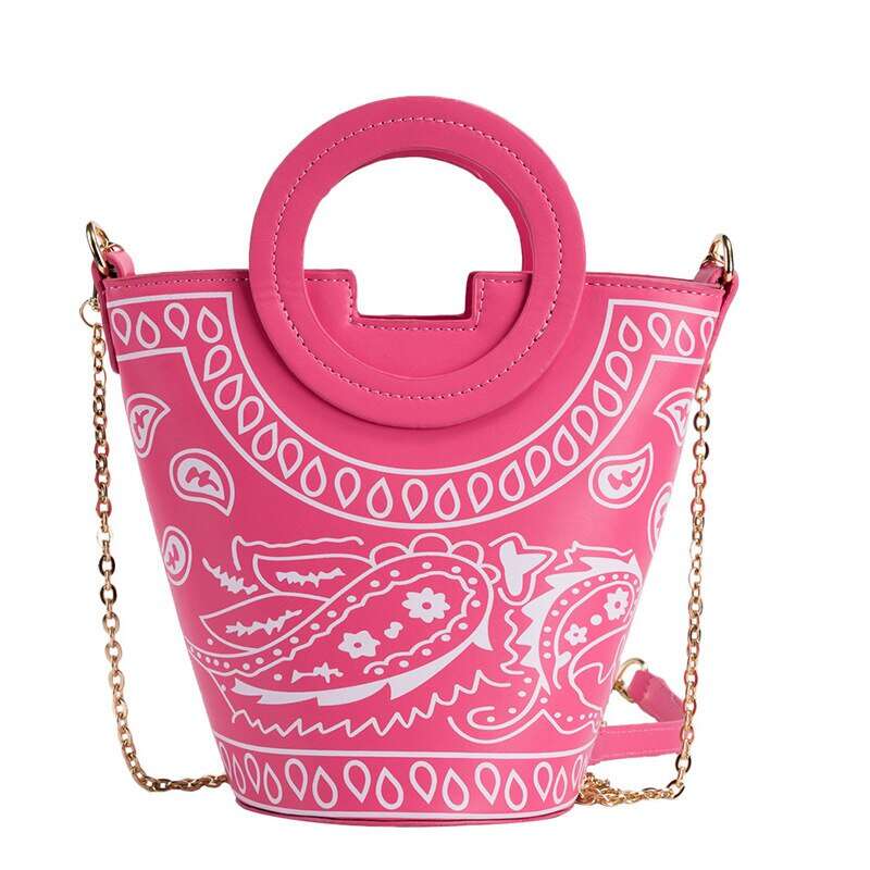 Boutique recommendation 2021 summer new style printed one-shoulder portable bucket bag personalized chain diagonal female bag