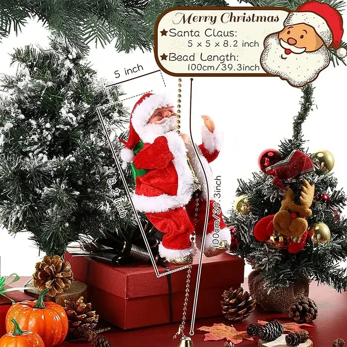 (🔥2023 BEST GIFT TO FAMILY🔥)Electric Chimney Climbing Santa Claus Musical Toys