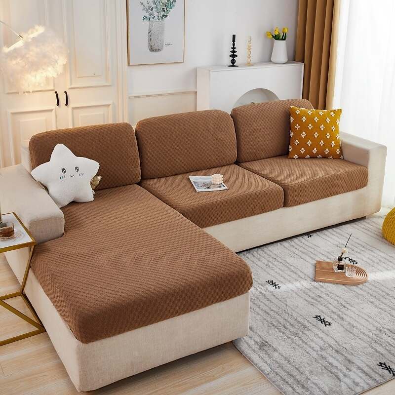 Stretch Sofa Seat Cushion Cover Slipcover 4 or 3 Seater L Shape