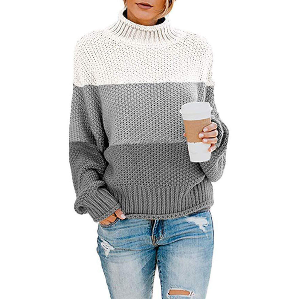 Color block warm and cozy sweater