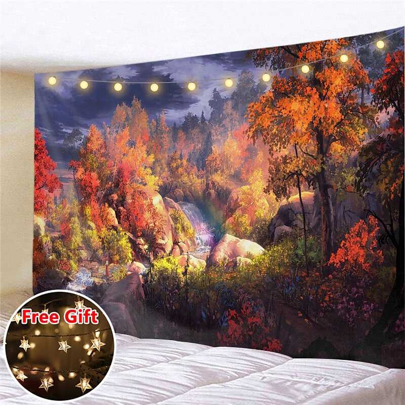 Landscape LED Lights Wall Tapestry Art Decor Fairytale Print