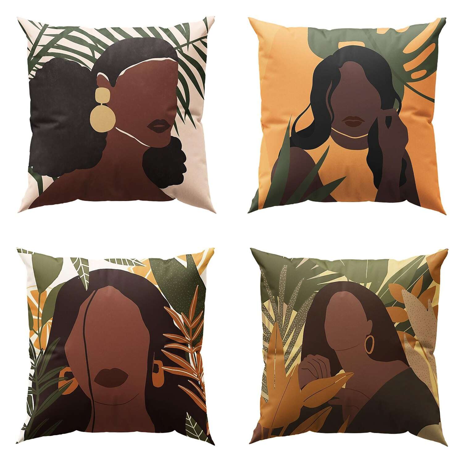 African Women Double Side Pillow Cover 4PC