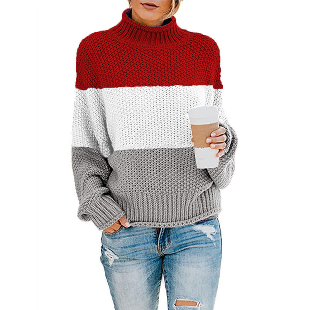 Color block warm and cozy sweater