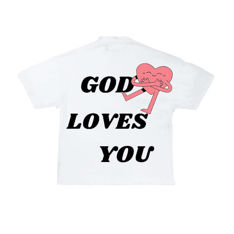 God Loves You Print Short Sleeve T-shirt