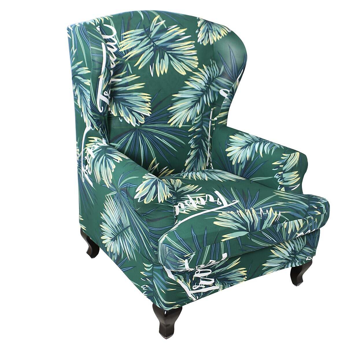 Stretch Wingback Chair Cover Boho/Flower Pattern