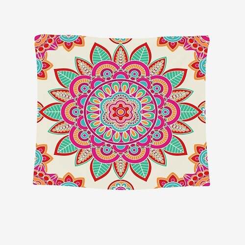 Mandala Bohemian Wall Tapestry Boho Hippie Psychedelic Floral Flower Lotus Indian