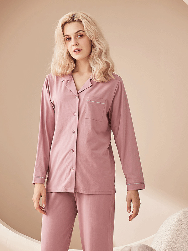 Regular Sleeve Casual Plain Loose Modal Pajama Set