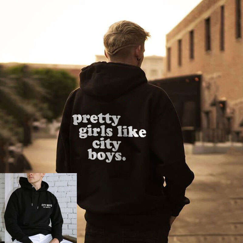 Pretty Girls Like City Boys Print Hoodie