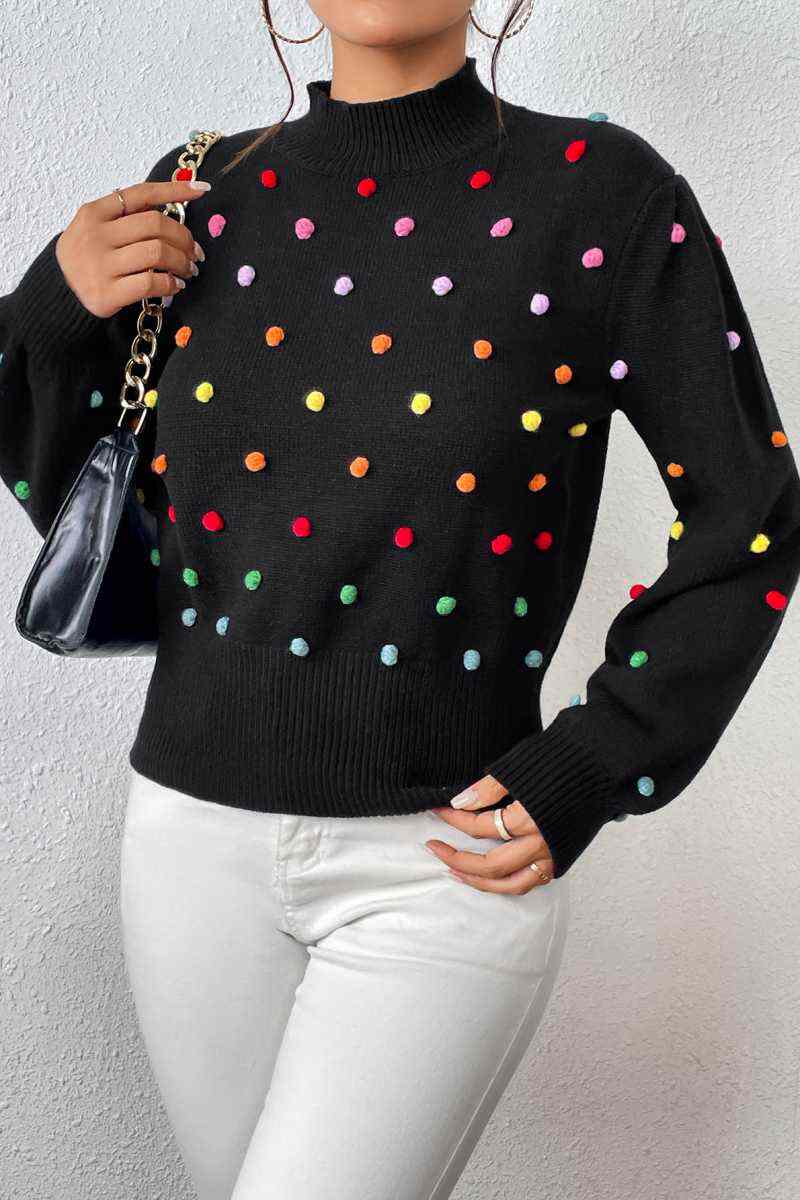 Black Casual Solid Patchwork Half A Turtleneck Tops