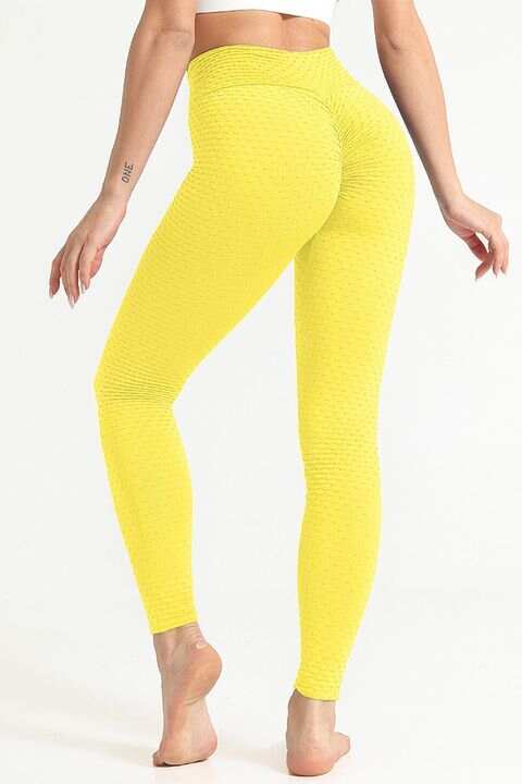 Solid Textured Scrunch Butt Sports Legging