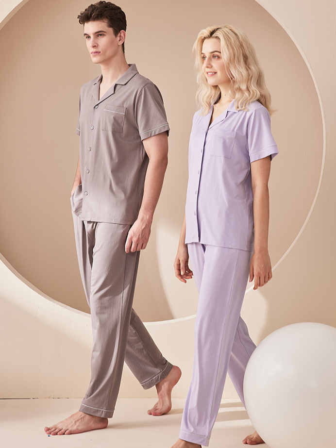 Modal V Neck Plain Sports Short Pajama Set