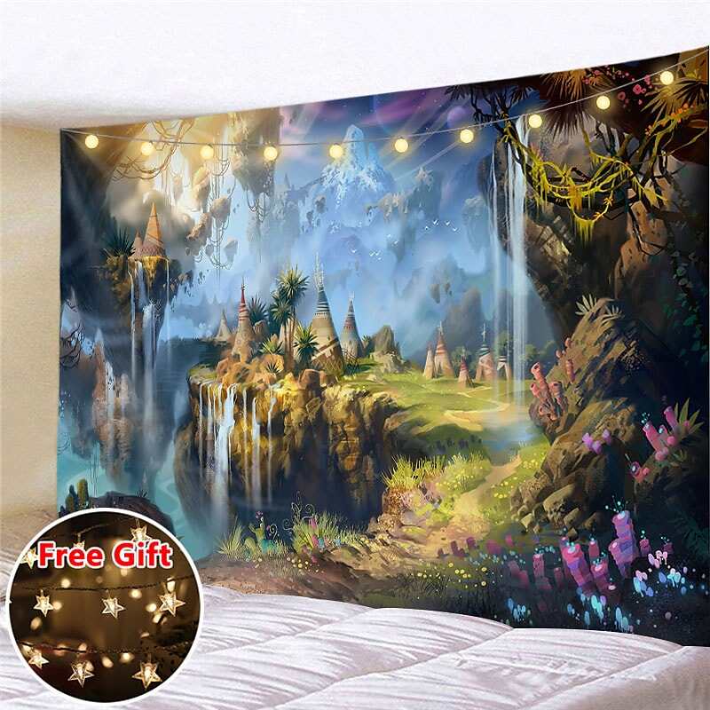 Landscape LED Lights Wall Tapestry Art Decor Fairytale Print