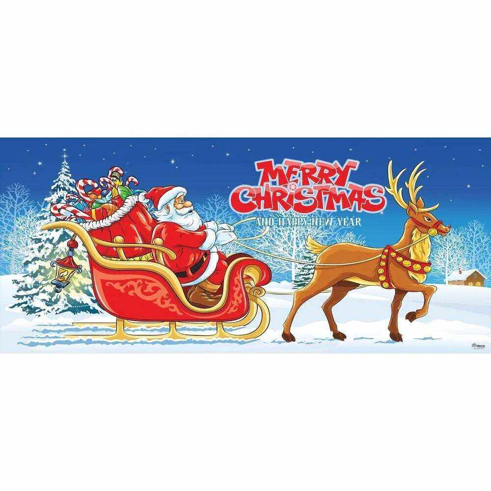 7 ft. x 16 ft. Santa's Sleigh Ride-Christmas Garage Door Decor  fo