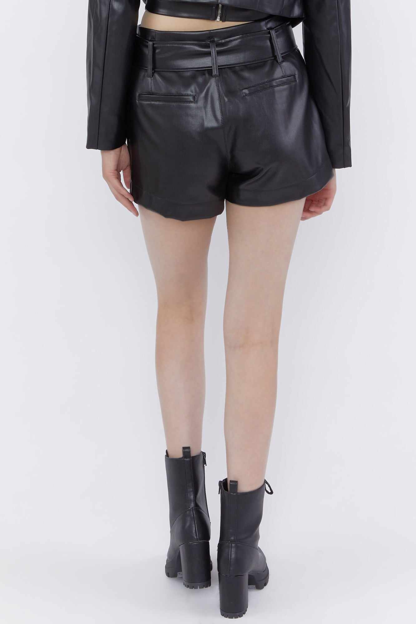 Women Apparel | Faux Leather Belted Shorts Black Forever21 - MO06743