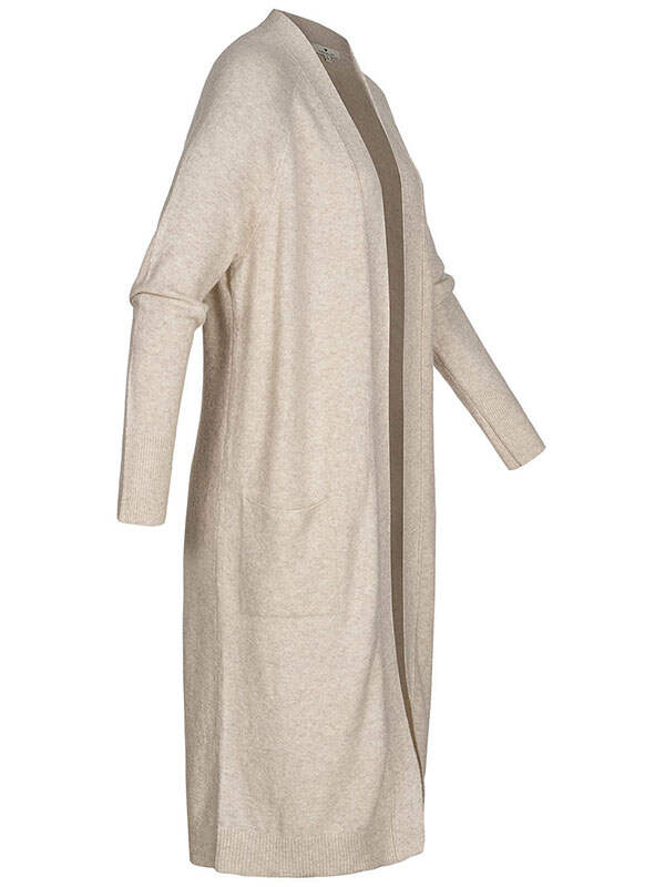 Tom Tailor (Tom Tailor) Women's Long Cardigan 2 Pockets Excavated Desert Sand Blend