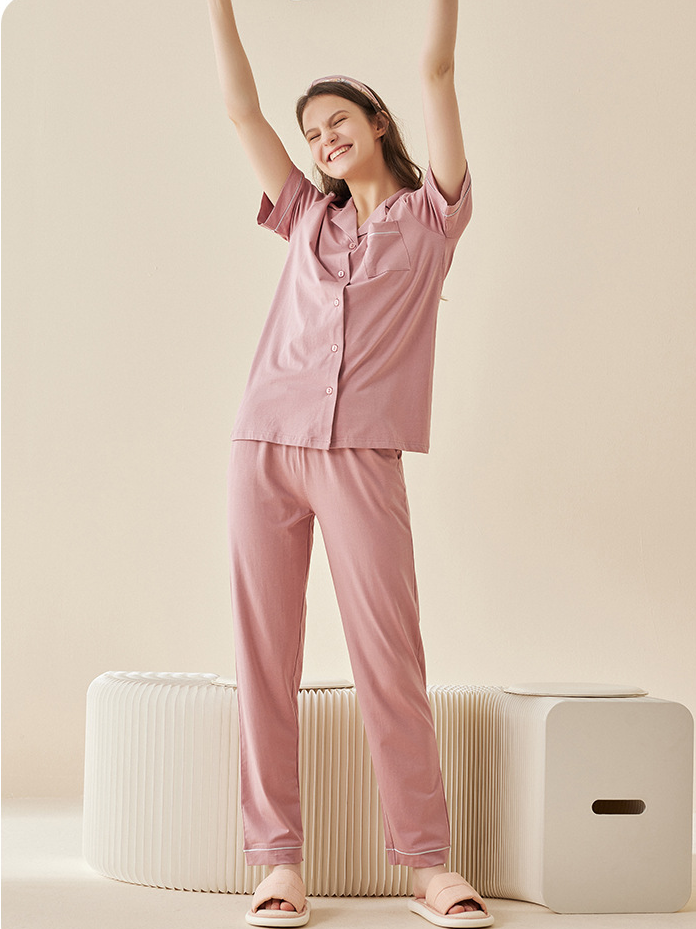 Modal V Neck Plain Sports Short Pajama Set