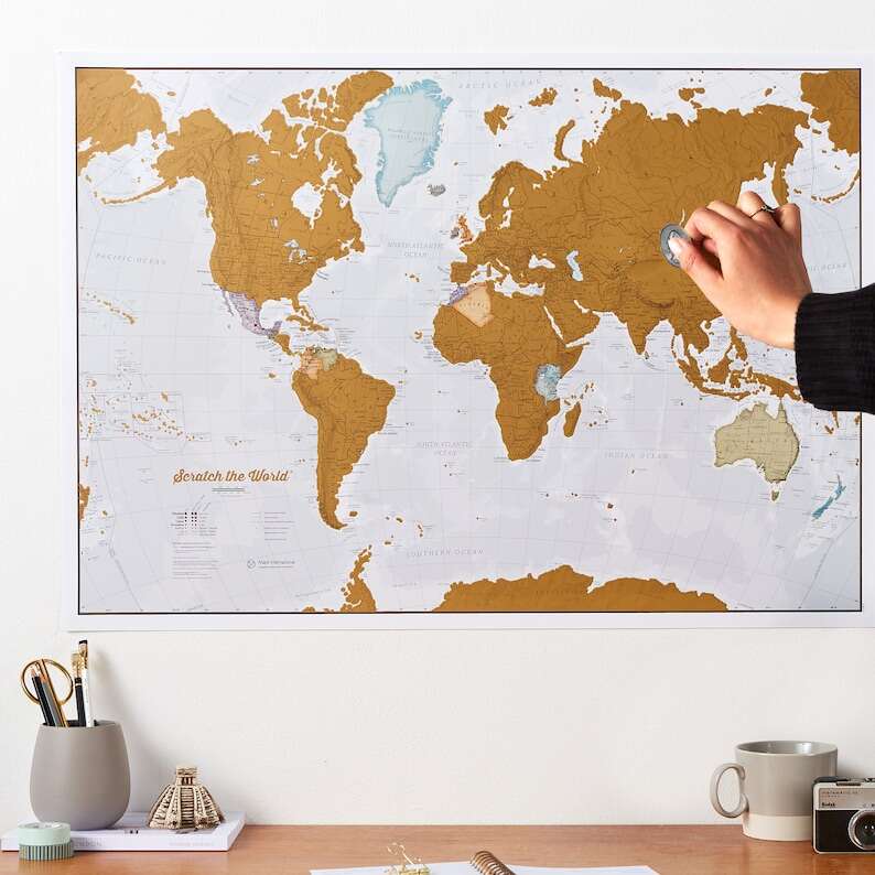 Scratch off Map Poster - Most Detailed World Map, gift for him, gift for her, travel gift, gift, wall hanging, travel map