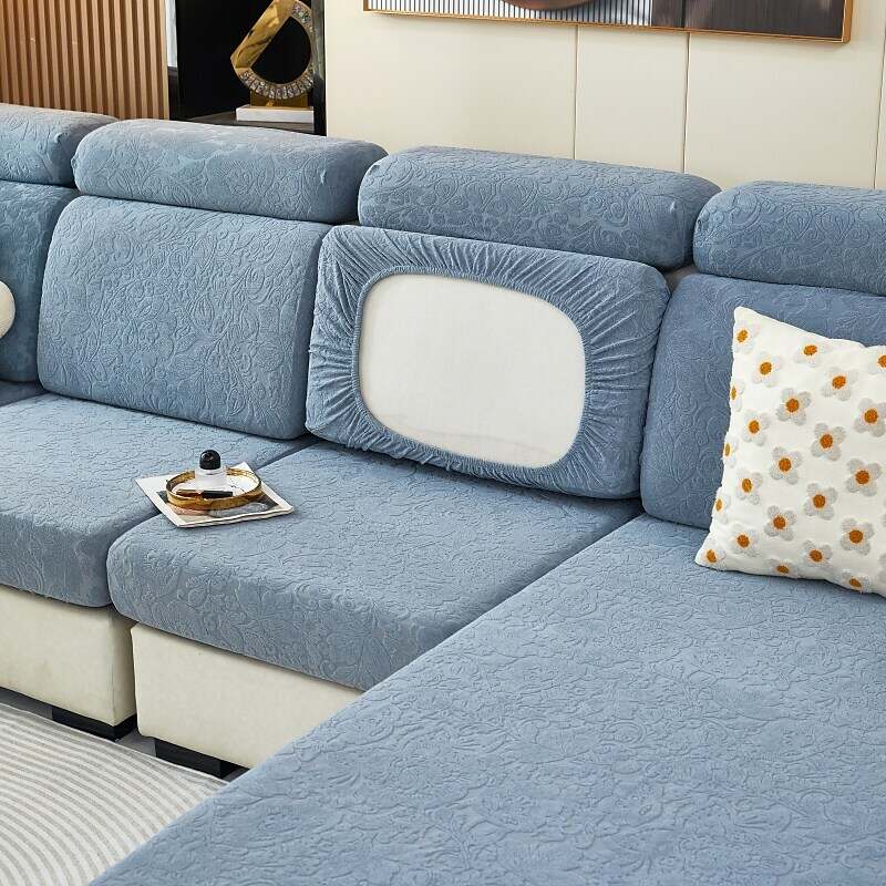 Stretch Sofa Seat Cushion Cover Slipcover Elastic Couch Sectional Armchair Loveseat 4 or 3 Seater L Shape Solid Soft Durable Washable