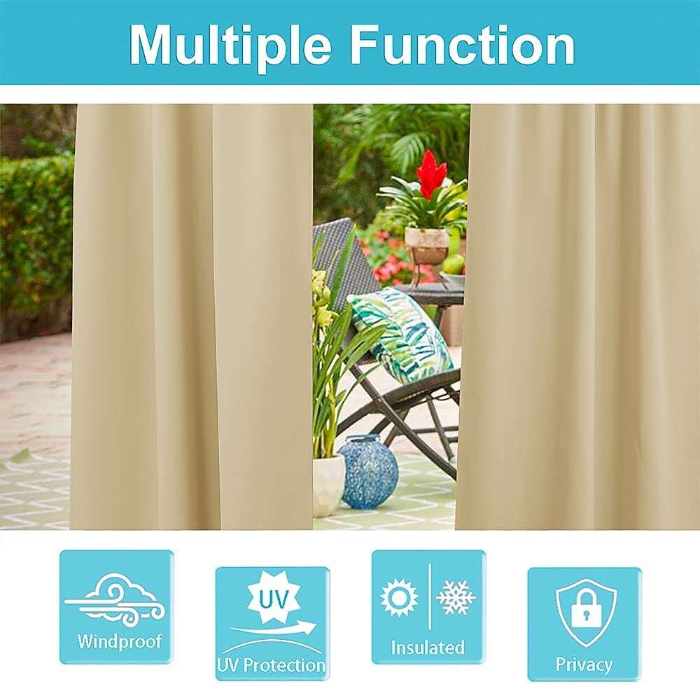 Waterproof Outdoor Curtain Privacy, Sliding Patio Sheer Curtain