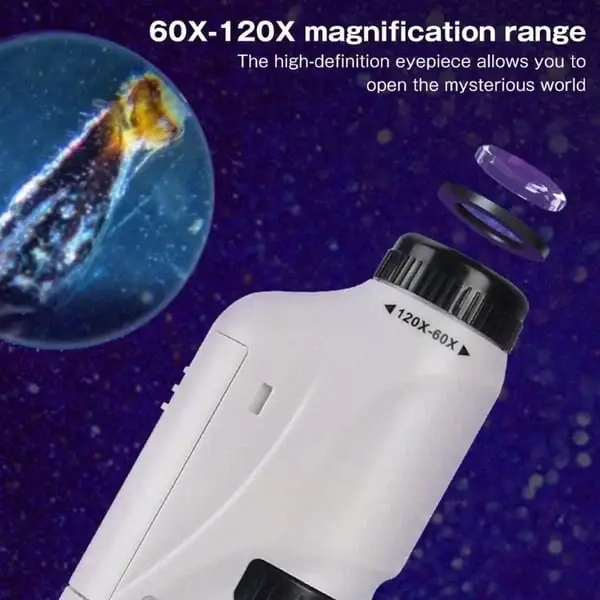 Kid's Portable Pocket Microscope With Adjustable Zoom 60-120x