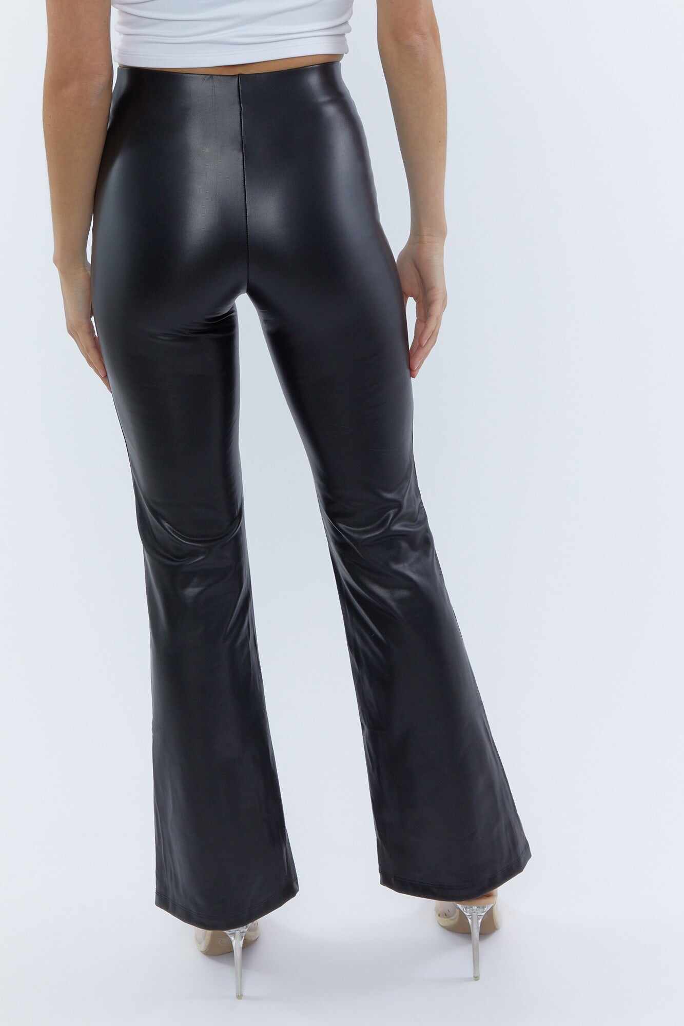 Women Apparel | Faux-Leather Flare Leggings Taupe Forever21 - UB11709