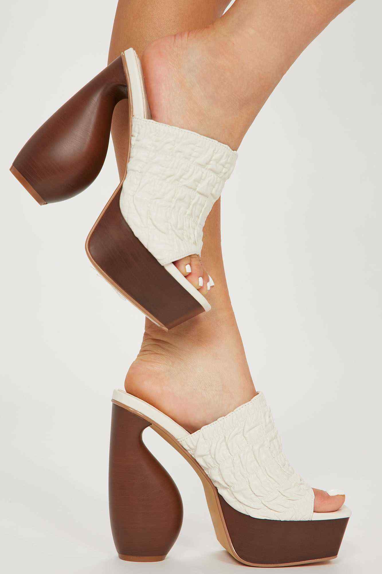 Think Outside The Box Heeled Mules   Cream