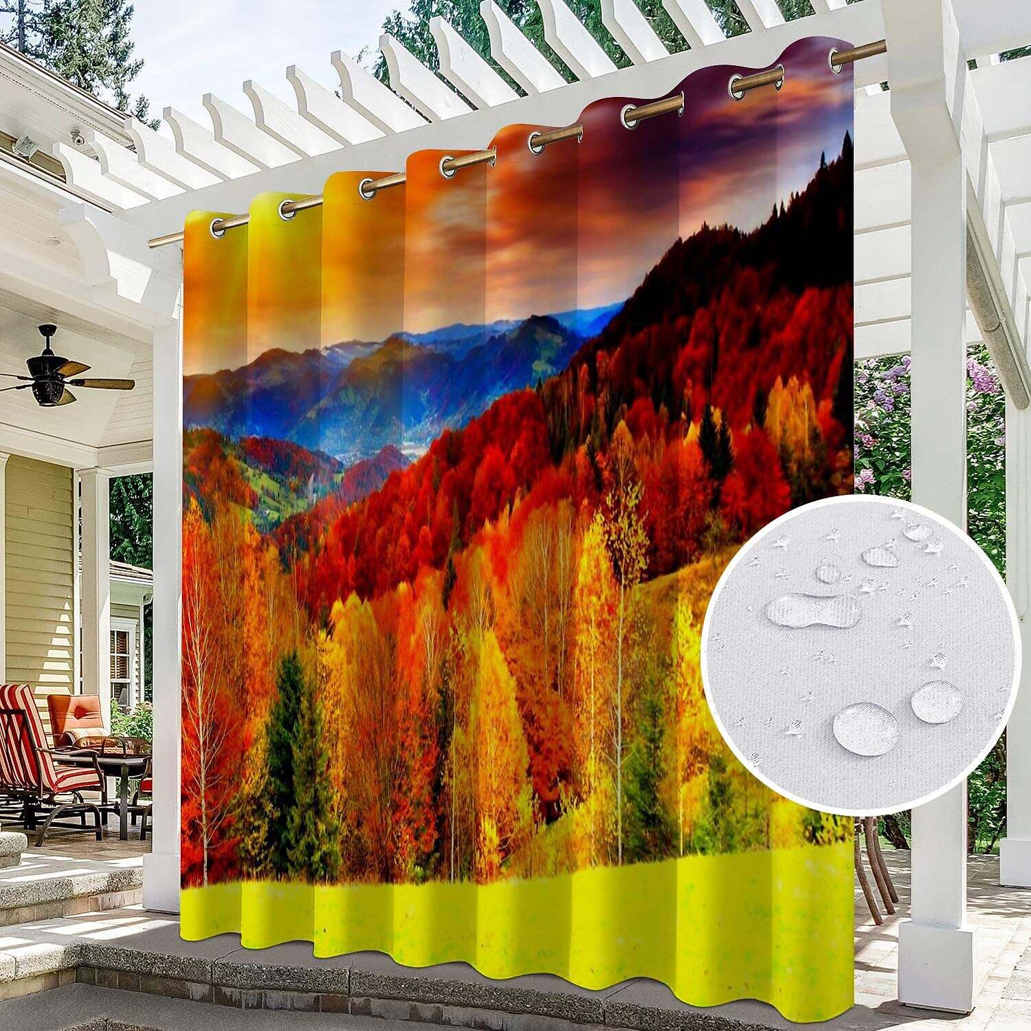 2 Panels Outdoor Curtain Privacy Waterproof