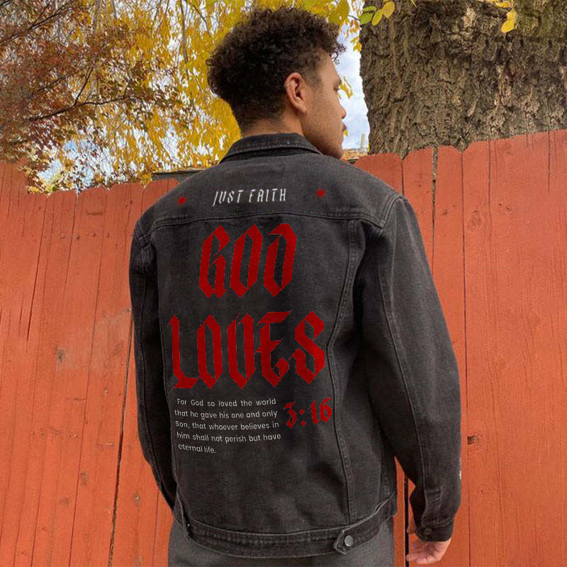 God Loves Print Men's Jacket