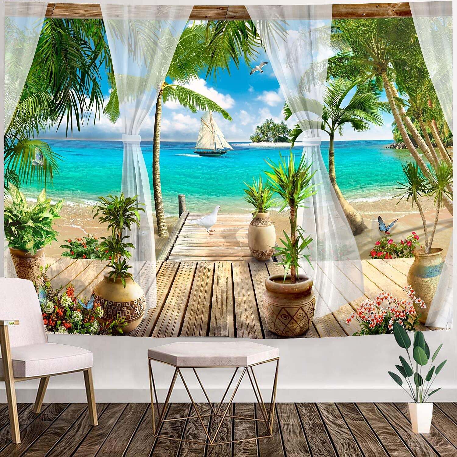 Beach Theme Wall Tapestry Art Decor Photograph Backdrop