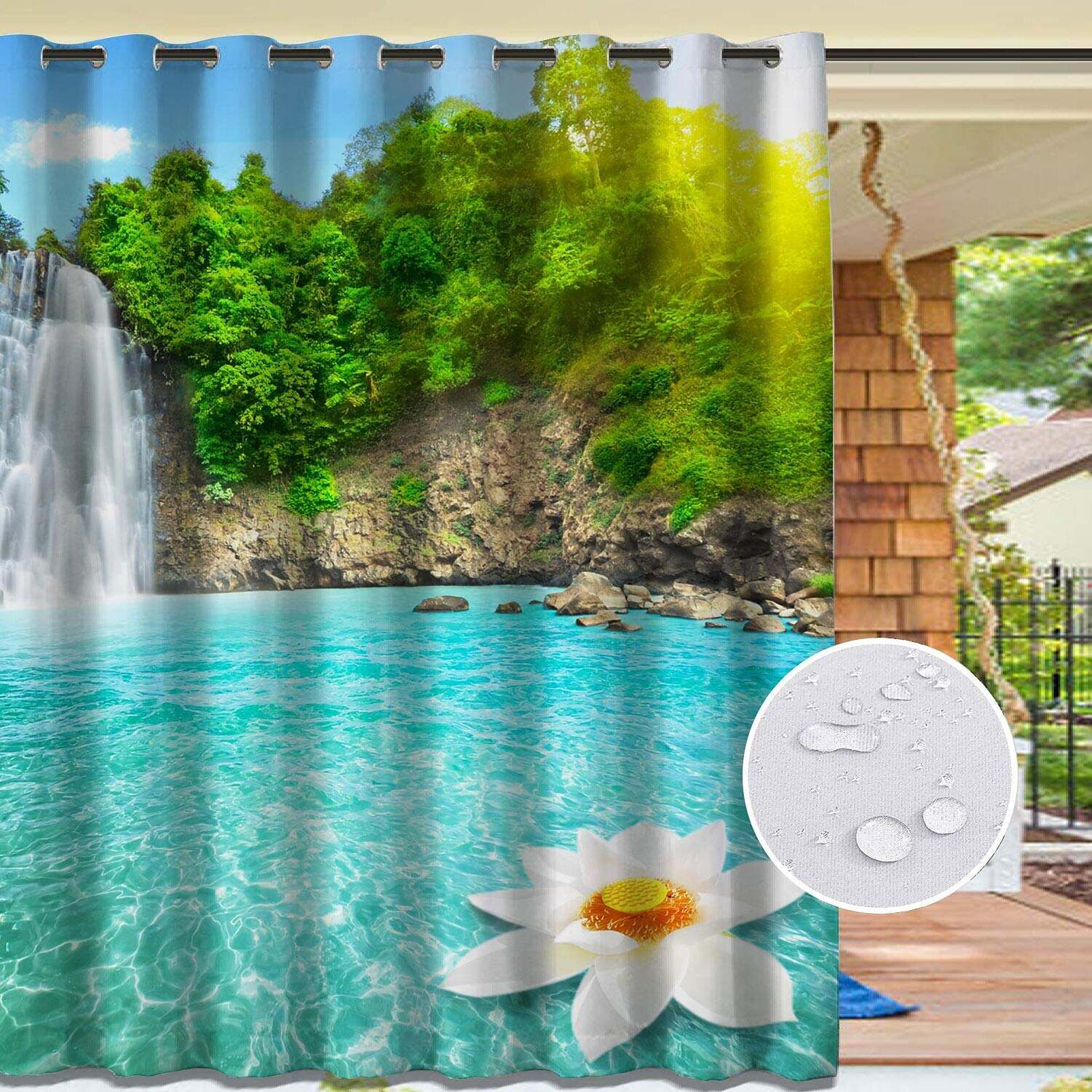 2 Panels Outdoor Curtain Privacy Waterproof