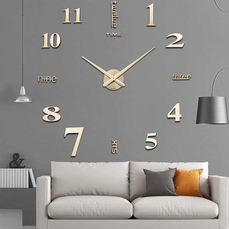 3D DIY Wall Clock Decor Sticker Mirror Frameless