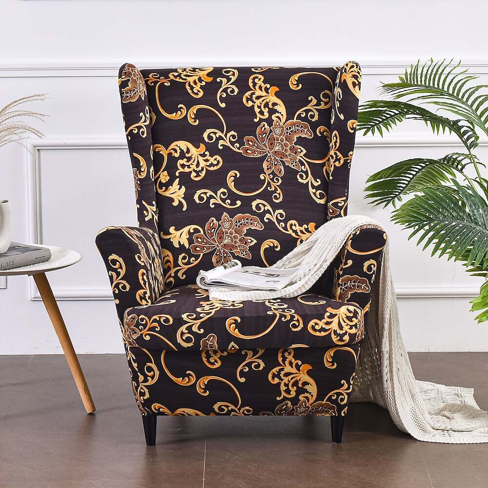 Wing Chair Slipcovers with Seat Cushion Cover