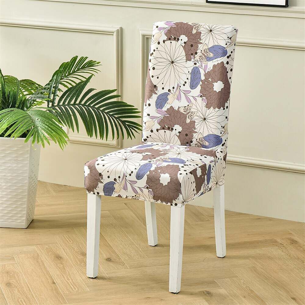 Stretch Spandex Dining Chair Cover Plants/Flower Pattern