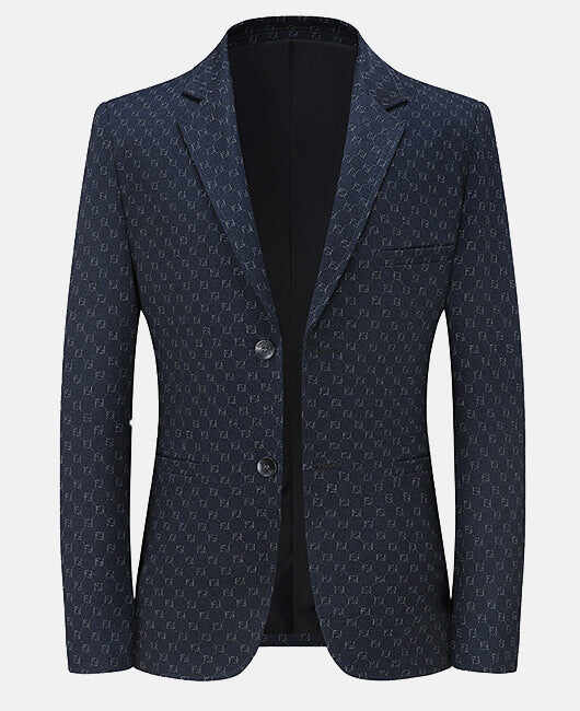 Elegant Plain Jacquard Lapel Collar Two Button Blazer