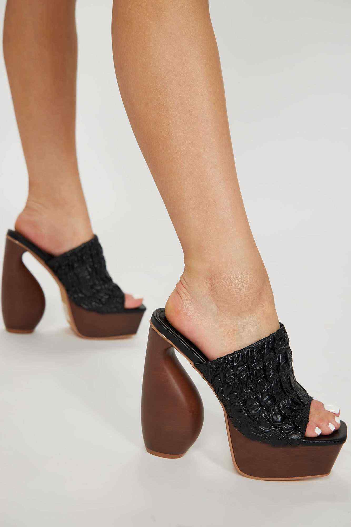 Think Outside The Box Heeled Mules   Black