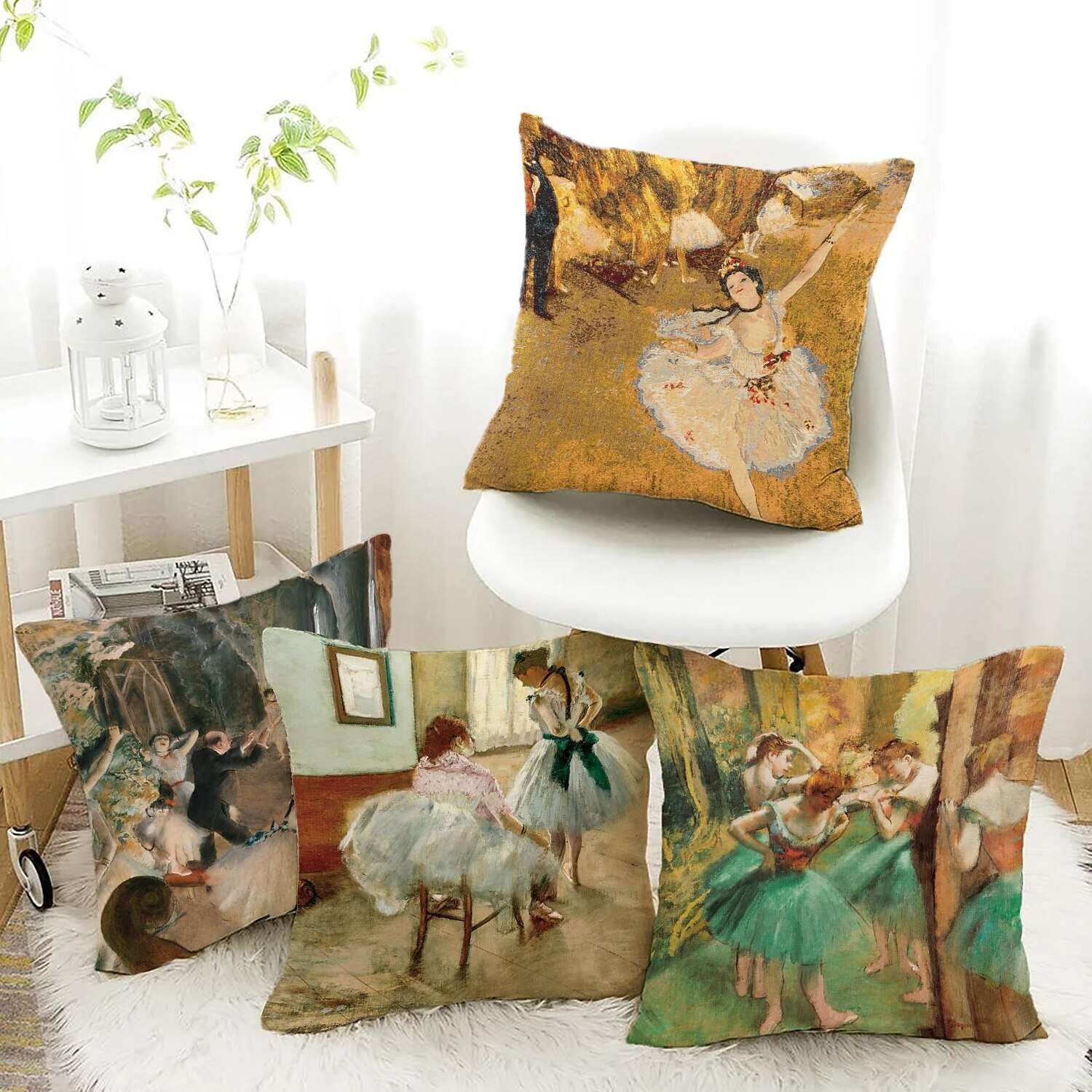 Edgar Degas Painting Double Side Pillow Cover 4PC Ballerina Soft