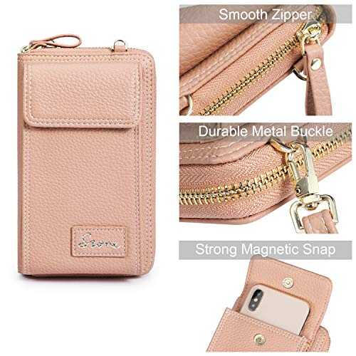 S-ZONE PU Leather RFID Blocking Crossbody Cell Phone Bag for Women Wallet Purse