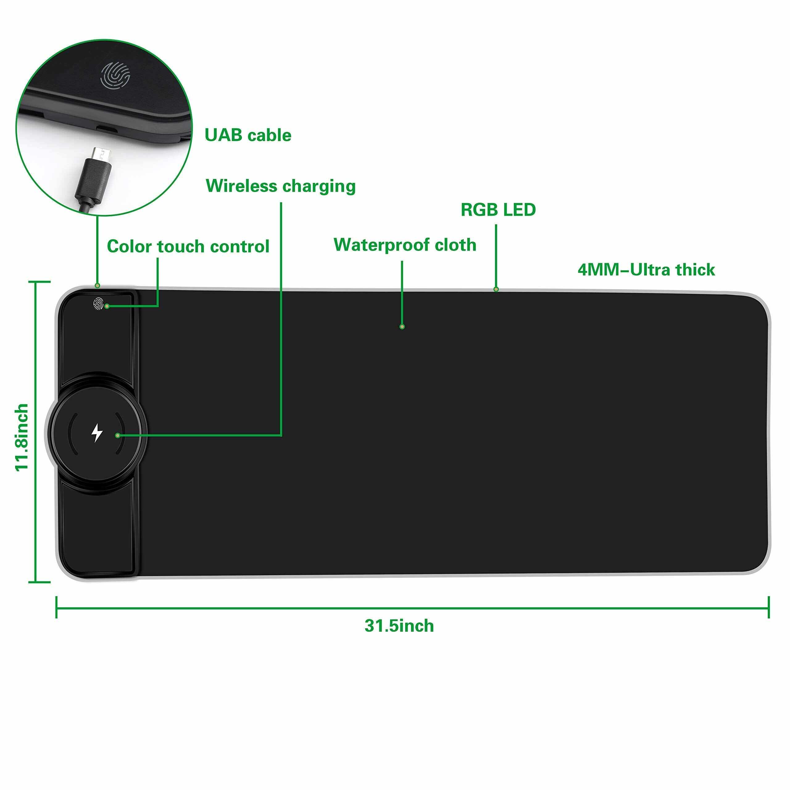 Gaming Mouse Pad With 15W Wireless Charger